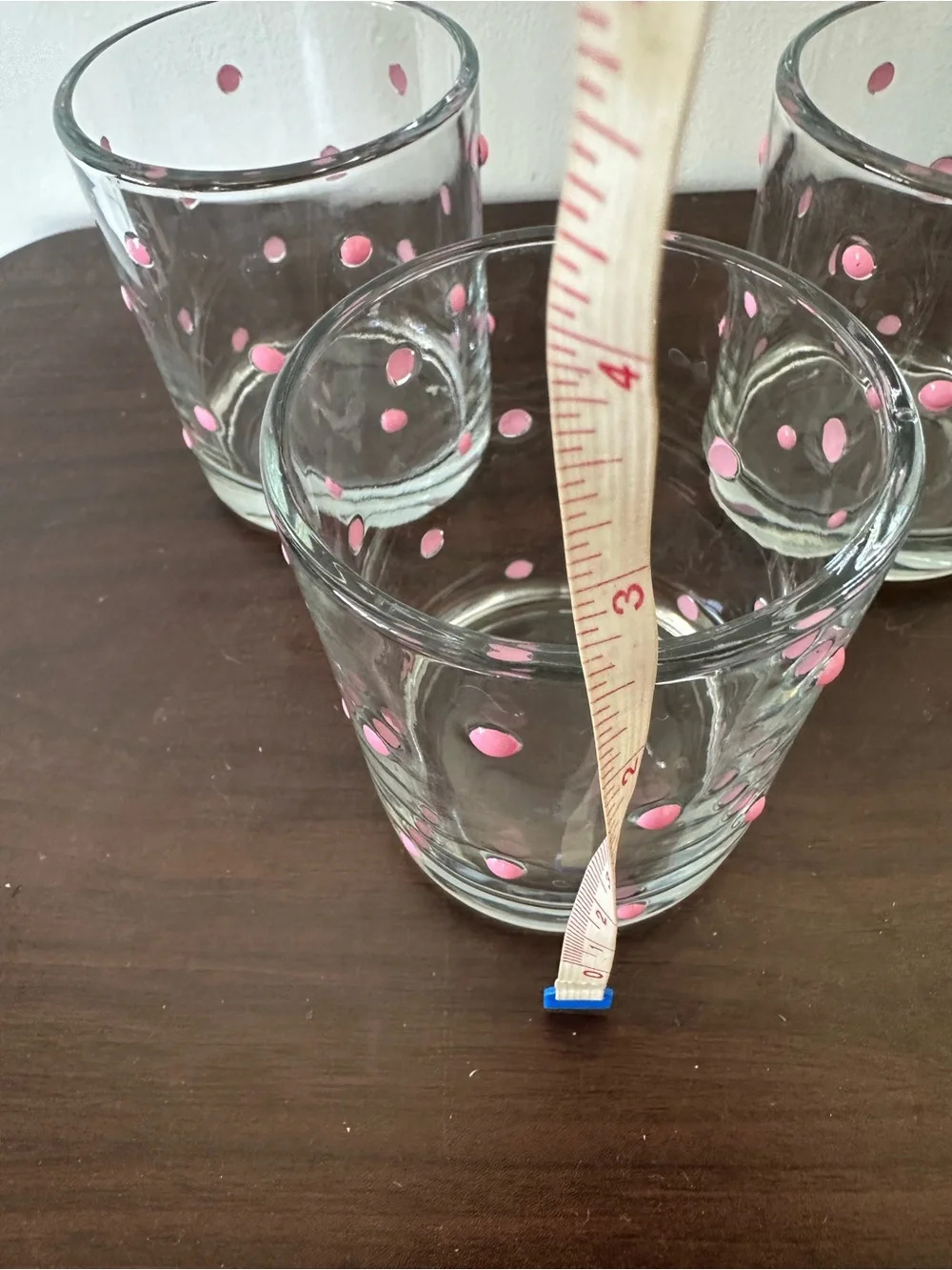 Clear Glass Tumbler Set with Pink Polka Dots - 3pc